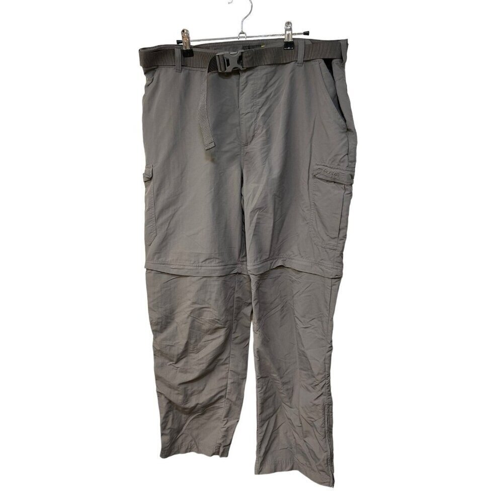 Cabelas Mens 40x32 Gray Convertible Cargo Pants Nylon Outdoors Hiking Fishing